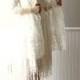 Exquisite1970's Paris Inspired White Vintage-Style Organza Embroidered Lace Wedding Jacket Bolero - New