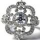 Platinum Floral  Round Diamond Engagement Ring