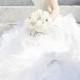 Wedding gown in white color with umbrella frock
