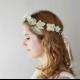 Vintage Style Floral Crown Tiara, Ivory Rhinestone  Flower Wreath, Bridal Hair Accessories, Cream hair piece - New