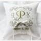 White Wedding pillow , wedding ring pillow ,  ring bearer pillow, embroidery pillow , Personalized  embroidery wedding pillow (R37)