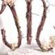 Letter M Rustic Twig Wedding Cake Topper