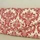 Envelope Clutch Evening Bag Purse Weddings Bride Bridesmaid Lipstick Red and White MADISON Damask