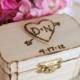 Rustic Wedding Ring Box Keepsake or Ring Bearer Box- Personalized Comes WIth Burlap Pillow. Ships Quickly.