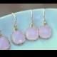15% OFF SET OF 5 Wedding Jewelry Small Dainty Opal Pink Earrings Gold Light Pink - Wedding Jewelry Bridal Earrings Pink Bridesmaid Earrings