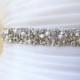 Swarovski crystal & pearl beaded bridal sash. 7/8" wide.  Glam rhinestone wedding belt.  CONSTANCE S