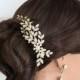 Wedding Hair Comb Crystal Leaf Comb Gold Rhinestone Bridal Comb Headpiece White Ivory Pearl Wedding Hair Accessories  NEVE 2