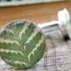 Real Fern Cufflinks - Preserved Fern Frond Cuff Links - Green Cufflinks - Rustic Woodland Wedding Groomsmen Gift -  Natural Pressed Leaf
