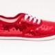 Sequin CVO Red Canvas Sneaker Sparkly Tennis Shoes