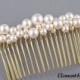 Bridal comb pearl Hair Accessories Wedding hair piece Swarovski white or ivory pearls Beaded gold comb Veil attachment Tiara Fascinator
