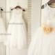 Sweetheart Ivory Lace Tulle Flower Girl Dress/Flower Sash Children Toddler Kids Party Dress for Wedding Junior Bridesmaid Dress