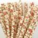 Paper Straws Vintage “Yellow” Floral Rose Paper Straws  Mason Jar Straws  Fast Shipping Floral Paper Straws Rose Paper Straws