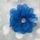 Blue Chiffon Flower with Rhinestone Fluffy Floral Pet Collar Flower - Cat Dog Accessory