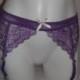 Vintage Clothing SALE hand dyed  lingerie Sexy Sheer purple Lace Garter Belt    M medium