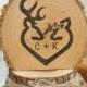Wedding Cake Topper Rustic Wood Personalized Deer Couple Initials Burned