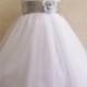 Flower Girl Dresses - WHITE with Silver (FD0RBP) - Wedding Easter Junior Bridesmaid - For Baby Infant Children Toddler Kids Teen Girls