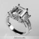 Emerald CZ Engagement Ring, 5 Carat Emerald Cut Engagement Statement Ring, Vintage Classic Cubic Zirconia Bridal Wedding Anniversary Ring