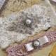 Bridal crystal applique Cream/Ivory garter set.  Rhinestone pearl Blush stretch lace Wedding garter set.  BLUSHING BRIDE