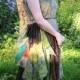 Woodland fairy dress, Autumn Fall wedding dress, Green & brown silk chiffon and lace, Womens Fairy costume Size Large L