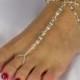 Barefoot Sandals Beach Wedding Sandal Bridal Foot Jewelry Bridal Sandal Swarovski Crystal Rondell Pearl Design 5