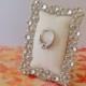 Wedding ring holder rectangle faux diamond & silver frame: engagement ring holder, bridal shower gift, for her, ring stand