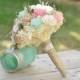 Custom Large Wedding Bridal Bouquet Sola Flowers and dried Flowers PInk, Ivory, Tan and Mint