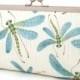 Dragonflies clutch bag : silk-lined purse, bridal accessory, bridesmaid gift, woodland wedding, birthday gift