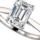 colby ring - emerald cut moissanite engagement ring, diamonds, 14k white gold