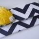 SET OF 6 - Bridesmaids Clutch In Navy Chevron with Yellow Feather Pad, Wedding Clutch, Fold Over Clutch, Bridesmaids Accessories