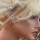 Wedding Fascinator, Bridal Veil, Vintage Style Brooch, French Net Veil, Ivory Feather Hair Clip, Bridal Fascinator, Wedding Hair Clip, Ivory