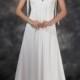 A-Line/Princess V-Neck Chapel Train Chiffon Charmeuse Wedding Dress With Ruching Beading