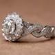 Vintage style flower Halo - 14K Diamond Engagement Ring - 1.25 carats total - with miligrain - Bph029 - New