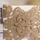 150 Pcs Shipping Included Vintage Golden Color Laser Cut Wedding Invitation Cards With Envelopes and Seals