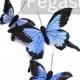 Blue Mountain Swallow Tail  Butterfly (3 Piece Set: 1 large,2 small) bridal accessories, party favors, girls hair clips and scrapbooking