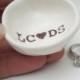 CUSTOM RING DISH white ceramic ring holder with dark brown personalized text great gift for newly weds or engagement gift idea bridal shower