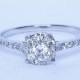 Natural White Sapphire Solid Sterling Silver Solitaire engagement ring - handmade