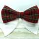 Dress Shirt Bow Tie Dog Collar, Red Plaid Bow Tie Formal Dog Collar, Pet Clothing, Pet Neckwear, Pet Accessories