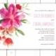 Wedding Invitation, Hot Pink Watercolor, Modern Flowers, Watercolor Invitation Set