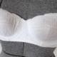1950's strapless bra, 32 A, padded bra, underwire bra, white bra, molded cup, vintage lingerie, formal wear, mad men, pin up, undergarment