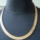 Vintage 1970's Art Deco Wide Gold Serpentine Chain 18 Inch Necklace