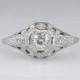 Fantastic Art Deco .31ctw Filigree Old European Cut Diamond Engagement Ring 18k
