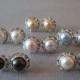 SET OF 6 PAIR- Swarovski Crystal Pearl Earrings/Pink Pearl Studs/Bridesmaid Jewelry/White Pearl Earrings/Bridal Party/Cream Pearl Earrings/