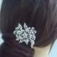 Wedding Hair Comb, Bridal Hair Comb, Bridal Hair Accessories, Bridal Flower Hair Comb w Rhinestone Crystal, Bridesmaid Jewelry, HSE05829C1