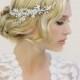Bridal Halo Hair Comb -  Silver Wired Swarovski Crystal  Boho Wreath