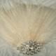 Ivory Feather Fascinator, French Netting,Rhinestone, Bridal Wedding, Special Occasion, Ship Ready