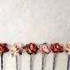 Autumn Rose Hair Pins. Set of 6 Paper Flower Bobby Pins in Burnt Orange and Sweet Peach. Rustic Bridal Hair Accessories for Country Wedding.