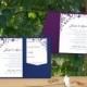 Pocket Wedding Invitation Template Set - DOWNLOAD Instantly - EDITABLE TEXT - Chic Bouquet (Purple & Royal Blue)  - Microsoft Word Format