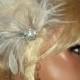 GREAT GATSBY STYLE Silver and Ivory bridal hair fascinator rhinestone jewel feather fascinators wedding hair clip