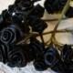 Black flower picks silk fabric flowers roses wired stems millinery wedding craft supplies black floral mini roses bouquet