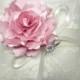 wedding ring pillow - Indian Pink  Bloom on Cream lace Ring Pillow, wedding ring bearer pillow
